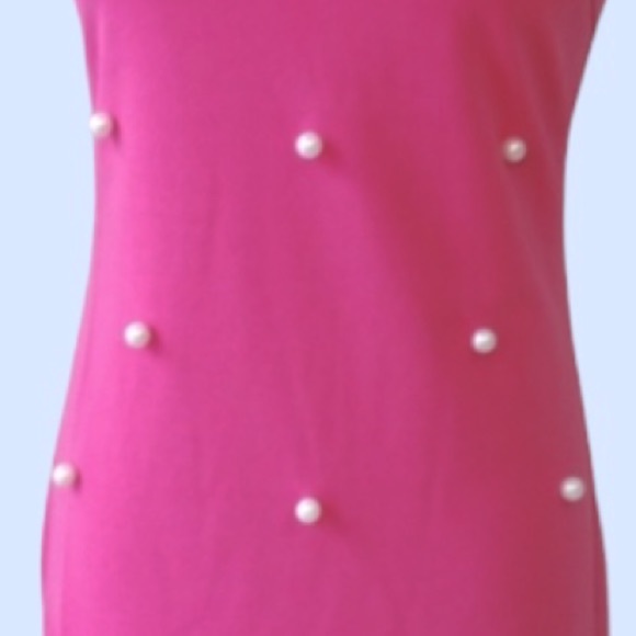 ❌DONATED❌Fuchsia Pink Faux Pearl Detail Lined Sheath Dress - Picture 9 of 12